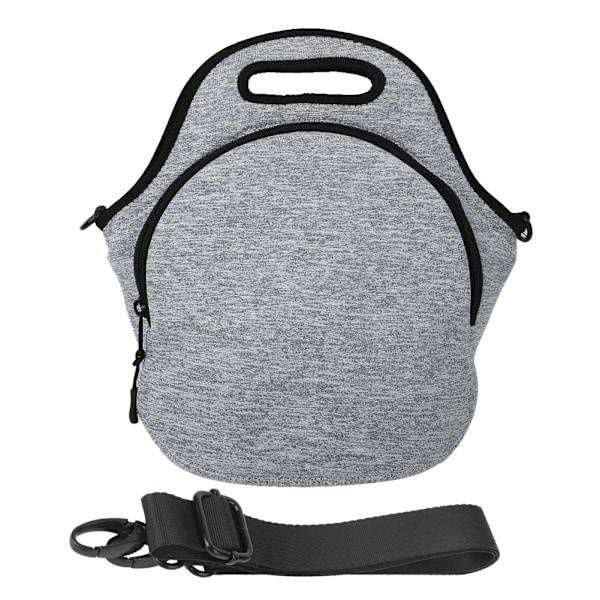 Sportsbag i Neopren med Skulderstropp, Isolasjonspose for Matpakke, Utflukter, Reiser og Arbeid - Lys Grå