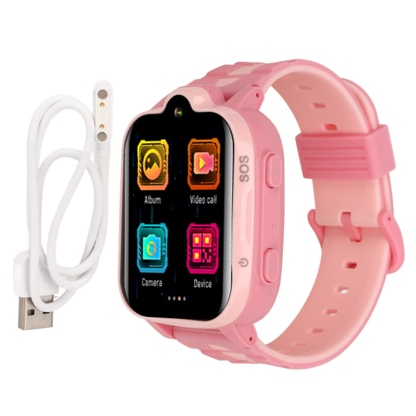 4G Kids Smart Watch GPS-paikannus videopuhelu IP67 vedenpitävä kosketusnäyttö älykello englantilainen vaaleanpunainen Pink