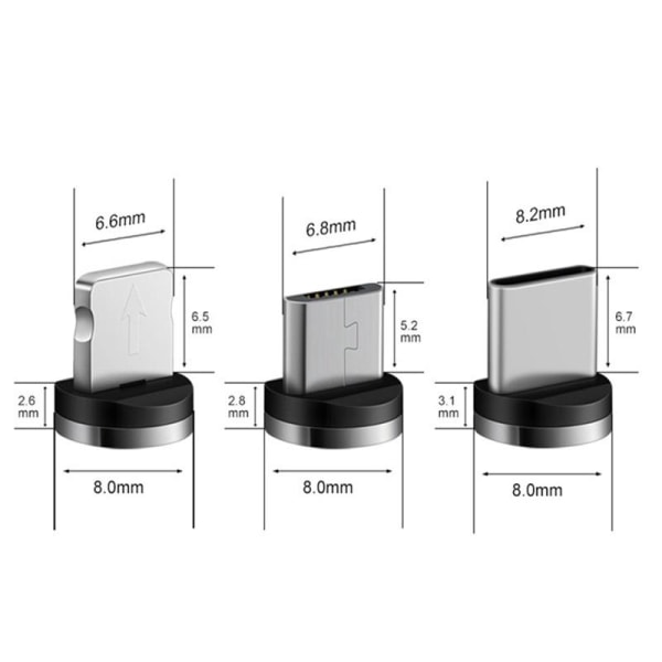 3-i-1 magnetisk ladekabel - med magnetisme - til Micro USB type C-enheder og iProducts (stik, til iPhone)
