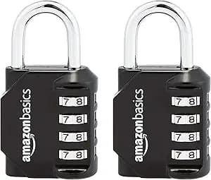 Basics 4-siffrigt kombinationslås, svart, 2-pack