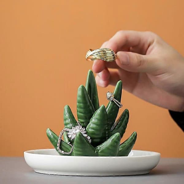 Aloe Ring Holder Jewelry Tray Ceramic Cactus Ring Dish