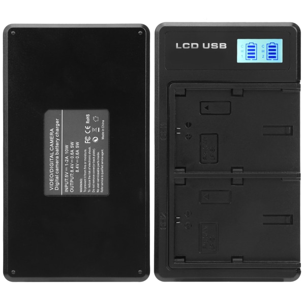 Bærbar kamerabatterilader for LPE6 USB-kamera dobbel lader med LCD-skjerm