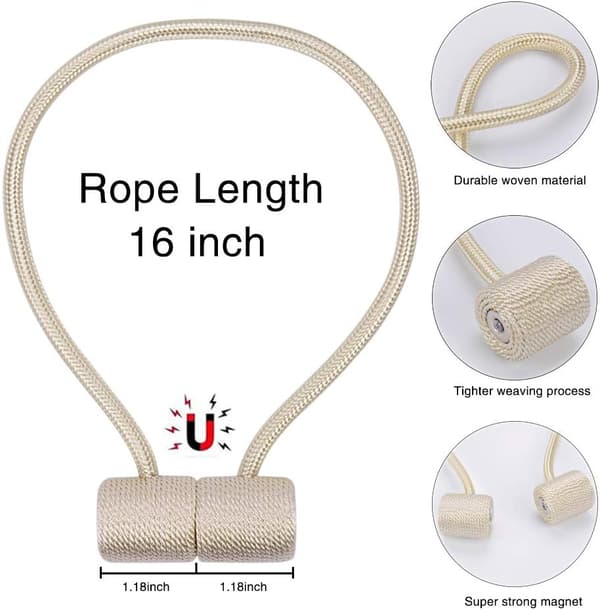2 sett magnetiske gardinfester, 16 tommers gardinklemmer