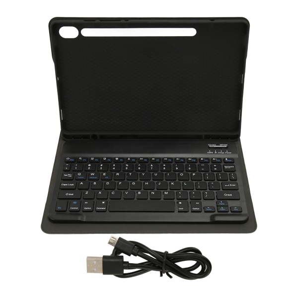Nettbretttastatur BT-tilkobling PU-skinn nøyaktige utskjæringer Vanntett trådløst tastatur for Tab S9 11in 2023 svart