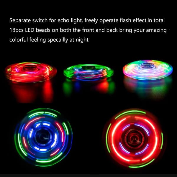 Fidget Spinner, 2-pakning Krystall LED Lys Fidget Spinnere for Barn Voksne Lysende Sensoriske Fidget Leker (Krystall + Blå)