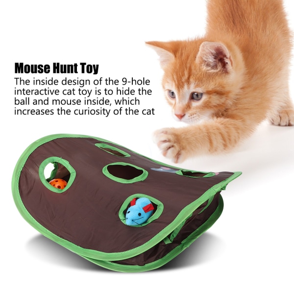 1 sett sammenleggbar katteleke Popup Åpen musejakt med klokkeball Morsomme interaktive jaktdyrleker