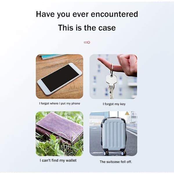 Mini GPS Tracker Trådløs Bluetooth 5.0 Anti-tabt Enhed Smart Locator Kæledyr Nøgle Pung Tracker med Nøglering Sort