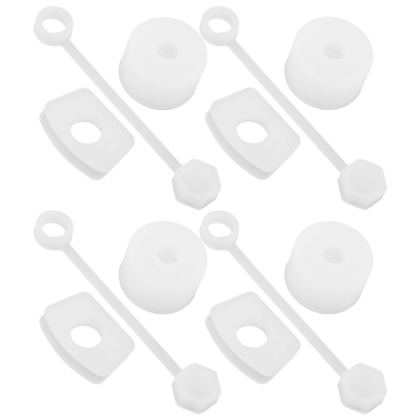 4-pack silikon spill proof stopper set - tillbehör till muggar, inklusive sugrörsskydd, fyrkantig läckagestopp, rund lockstopp, transparent vit