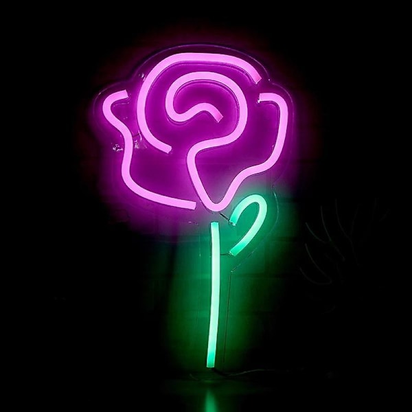 Eufrozy Rose Neon Vegglys - USB-drevet LED Neonlampe for veggdekor, soverom, fest, bar