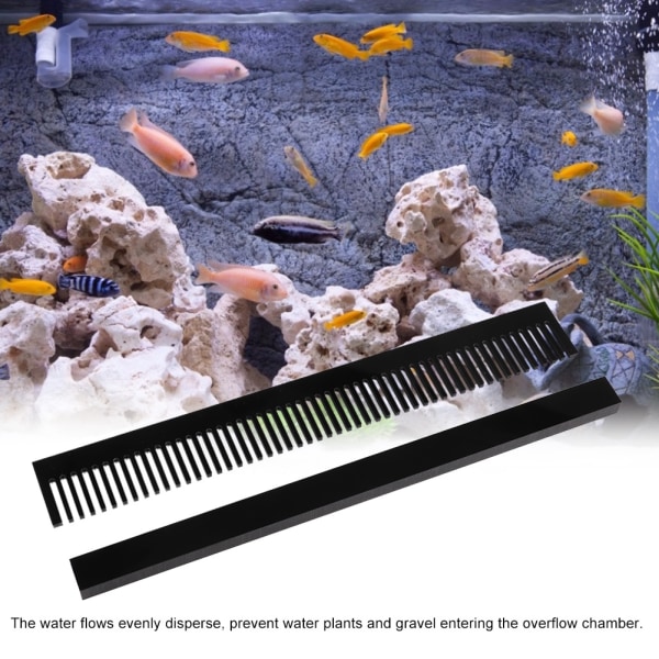 320 mm Lengde Svart Aquarium Fish Tank Weir Overflow Comb Avtakbar Marine Sump