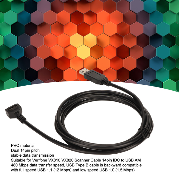 USB kaapeli Verifone VX820 VX810 - 6,6 jalkaa, 480 Mbps, vakaa tiedonsiirto