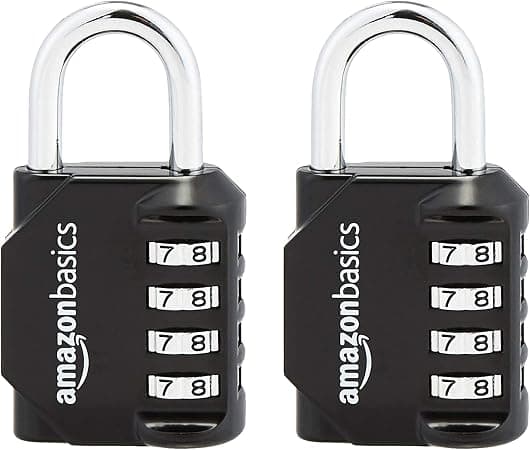 Basics 4-siffrigt kombinationslås, svart, 2-pack
