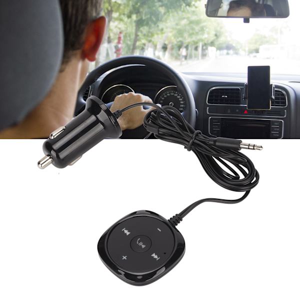 Auton Bluetooth 5.0 -audiovastaanotin, handsfree-puhelut, 5 V 2,1 A USB-latausportti autoille, joissa on 3,5 mm:n AUX-liitäntä