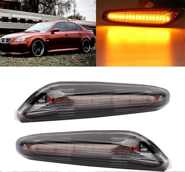 Etuspoileri e60+ vilkkuvalo 12V 5W auton LED-jarru sivumerkkivalo merkkivalo E82 E88 E60 E61 E90 E91 E92 E93 (harmaa)