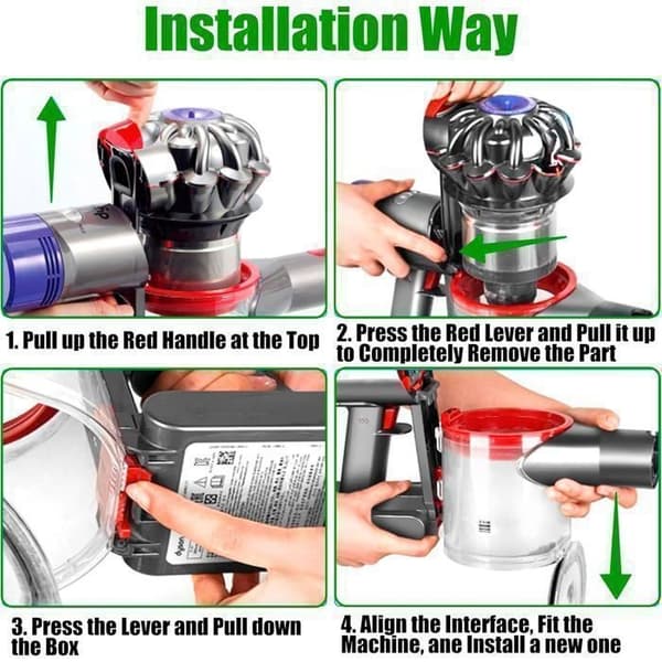 Erstatningsstøvbeholder/bøtte kompatibel med Dyson V7 / V8 (967699-01)