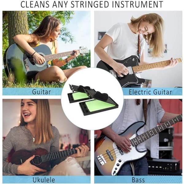 String Cleaner 2 kpl puhdistustyökalu kitaralle, bassolle ja ukulelelle, kuidusta valmistettu kitaran kaulan puhdistusaine kielisoittimien huoltoon.