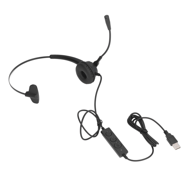 Call Center Headset USB Justerbar Kablet Service-hovedtelefon med støjreducerende mikrofon til kontor