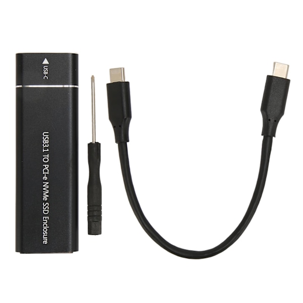 M.2 NVMe SSD-hölje 10 Gbps 2 TB USB 3.1 Typ C UASP-protokoll Typ C SSD-hölje för 2230 2242 2260 2280 SSD Svart Typ C till C-kabel