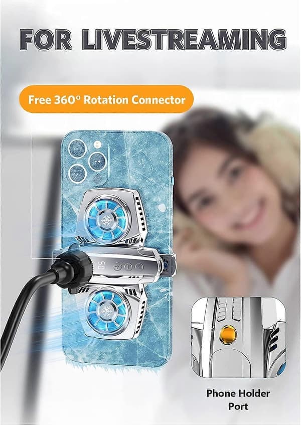Semiconductor Phone Cooler, Phone Cooling Case with Temperature Display & Adjustment, Mobile Phone Radiator