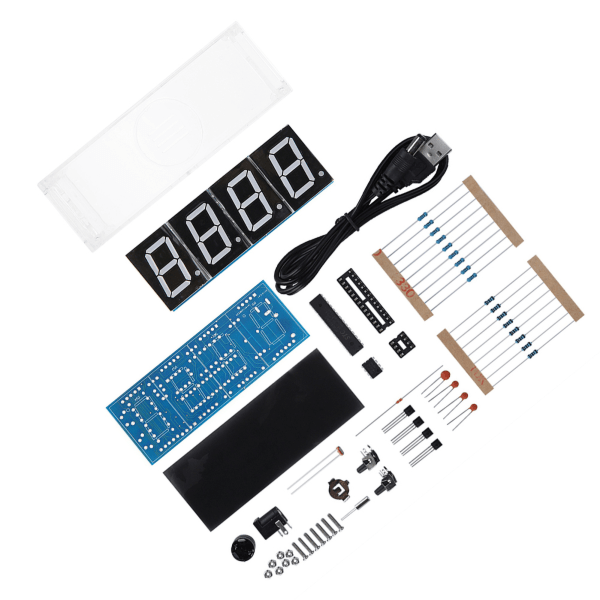 4-numeroinen DIY digitaalinen LED-kellosarja Automaattinen näyttö Aika Lämpötila Elektroninen DIY Kit Kello Vihreä