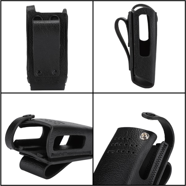 Hårdt PU lædertaske med rygclips/nylon skulderrem til Motorola GP328D Walkie Talkie
