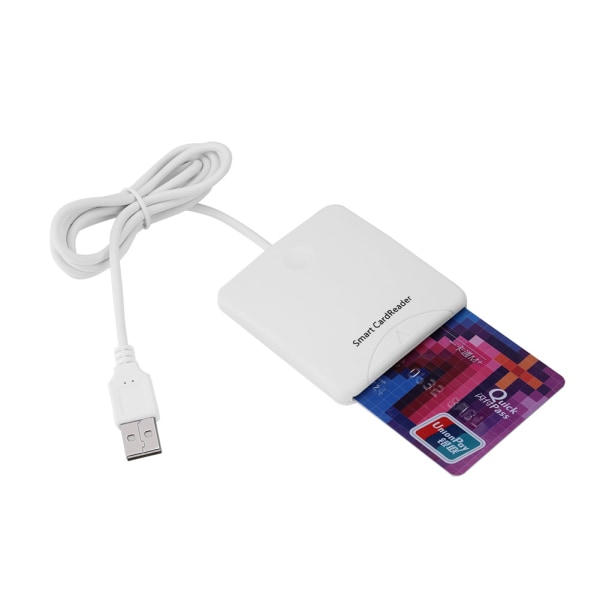 Vit Bärbar USB Full Speed ​​Smart Chip Reader IC Mobile Bank Kreditkortsläsare