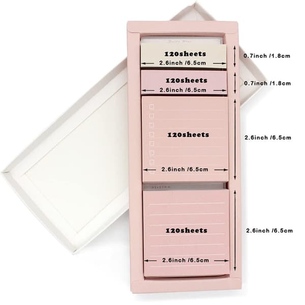 Pink Lined Notes Sæt, 240 Pastel Sticky Notes, Selvklæbende Indeks Labels, Søde Memo Notepads til Skole, Kontor og Hjem pink
