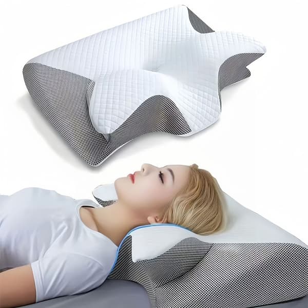 Viskoelastisk nackkudde, ergonomisk 2-i-1 ortopedisk kudde för nacksmärta, konturerad stödkudde, 1 st ljusgrå (rabatterad) Light Gray