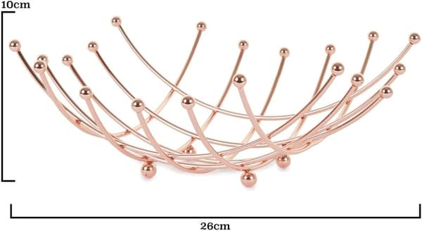 Fruktskål i kobber, oppbevaring, god gaveidé, robust, elegant og moderne design, størrelse: 26x11cm