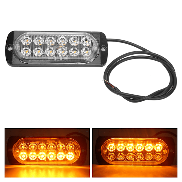 12V 12LED Blinkende Strobe Lys Nødsignallampe Gul Belysning til Bil Motorcykel Lastbil