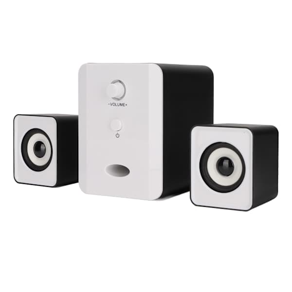USB-drevet desktop-højttaler computerhøjttaler med subwoofer til PC bærbar tablet desktop blændende version sort hvid