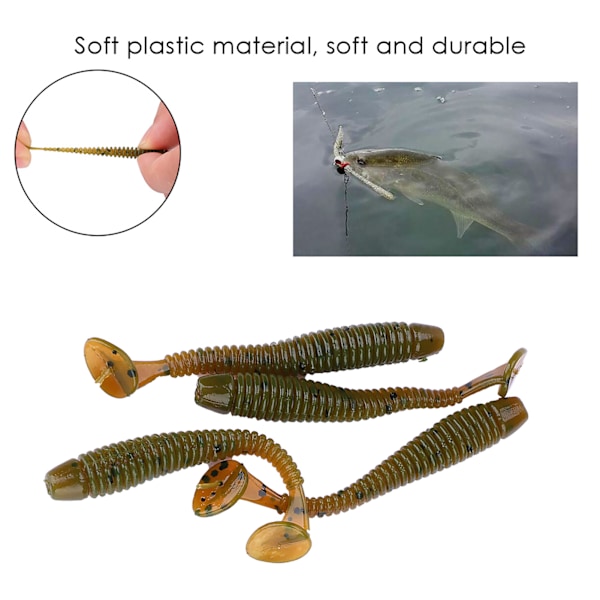 50 st 5 cm Mjuka Plast Fiske Beten T-svans Grub Mask Beten Fisketillbehör Svart