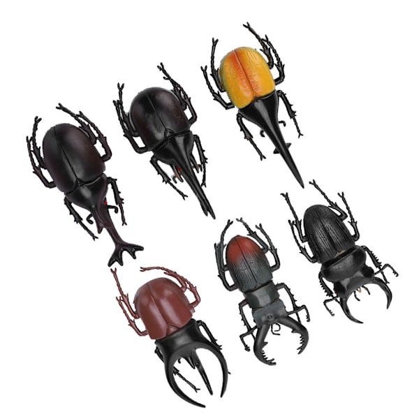6 st simulerade skalbagge insektsmodell Halloween trick rekvisita giftfri PVC insektsleksak (svart)