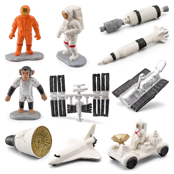 10st Astronaut Model Set PVC Spaceman Leksaker Yttre rymden Miniatyrer Astronautfigurer Cake Topper Förskolelärande presenter för barn