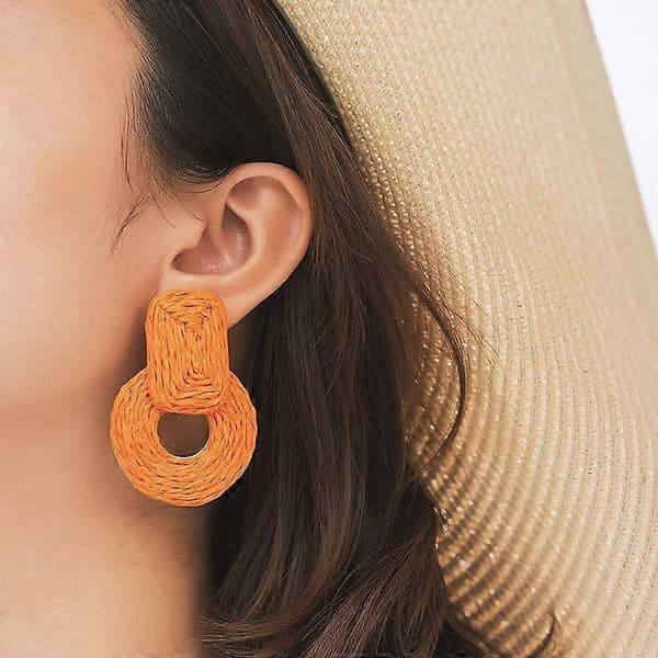 Statement Raffia Øreringe Søde Boho Øreringe Rattan Hængende Øreringe