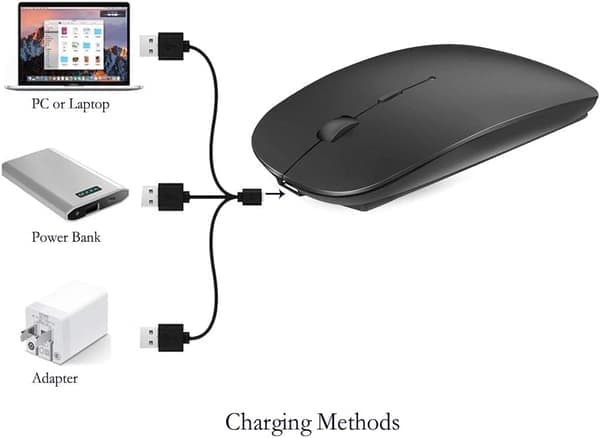 Genopladelig Bluetooth-mus til MacBook Pro/Air iPad, trådløs bærbar pc Chromebook-mus sort