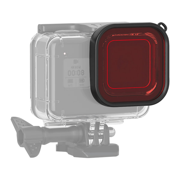 ABS dykkerlinsefilter med tau for GoPro 8 Action-kamera Vanntett Shellred