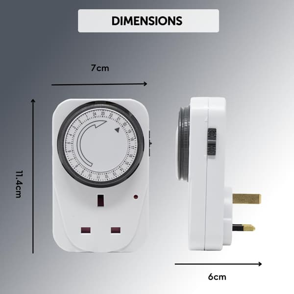 24-timers segmenttimer stikdåse - Programmerbar mekanisk timer kontakt til hjem og kontor - Energibesparende 240V 3-benet plug-in tidskontrol