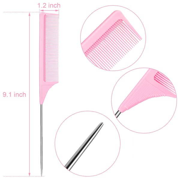Sett med 3 varmebestandige halekammer i rustfritt stål (rosa)