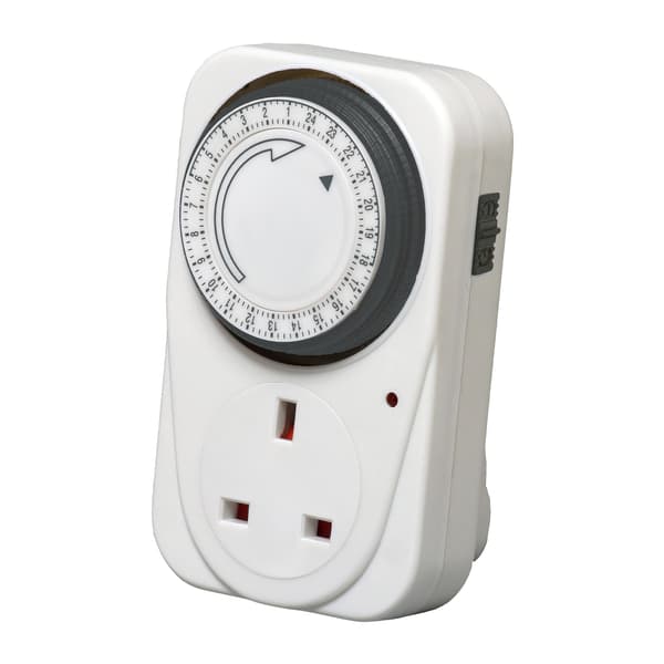 24-timers segmenttimer stikdåse - Programmerbar mekanisk timer kontakt til hjem og kontor - Energibesparende 240V 3-benet plug-in tidskontrol