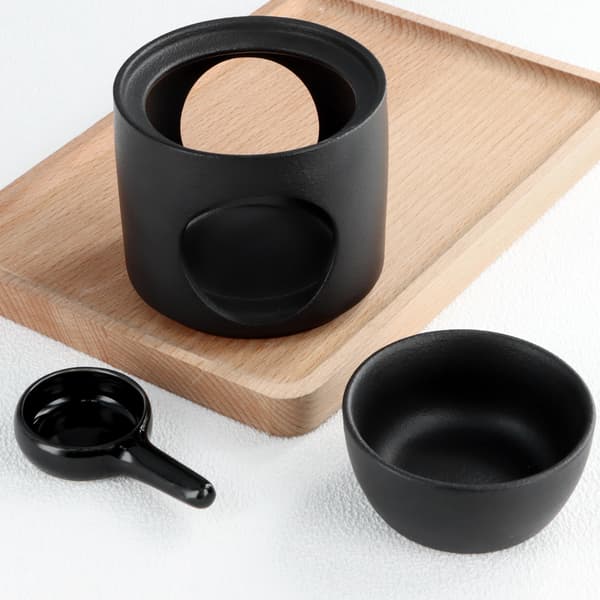 Keramisk Olje Aromaterapi Brenner, Matt Voksbrenner, Aromaterapiholder, Telysholder Diffuser for Hjemmekontordekorasjon, Svart black