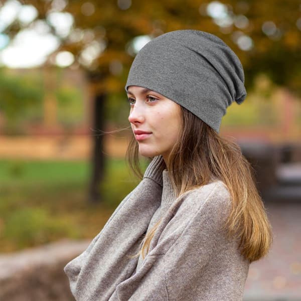 2 stk. slouch hat til mænd og kvinder, strikkede bomuldshuer til vinter, tynd og let blød kemoterapi hue til alle årstider