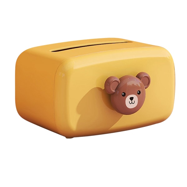 Tissue Box Cartoon Cute Bear Simple Light Luxury Household Decor Napkin Storage Box Yellow