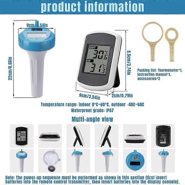 Pooltermometer IP67 Vandtæt Soldrevet Pooltermometer