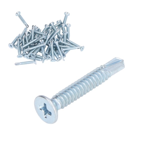 50 st självgängande skruvar i kolstål 4,8 x 32 mm fästelement för reparation av platt huvud
