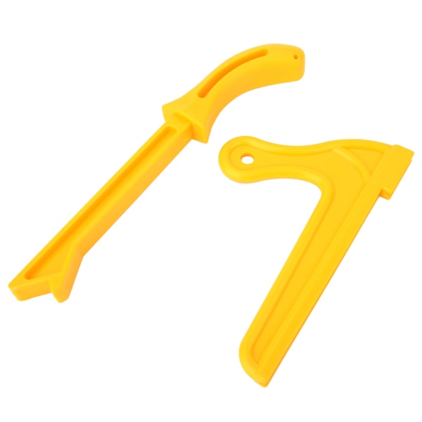 2 kpl keltaista muovia 2-in-1 puusahan työntötikku Käytännöllinen turvatyöntöpuuntyöstötyökalu
