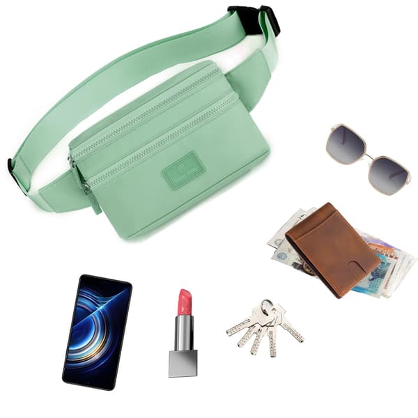 Midjeväskor Fanny Pack Dam Mode Bum Bag med Justerbart Bälte för Sport Vandring Flickor Kvinnor (Grön)