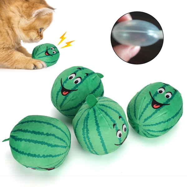4st Mjuk plysch vattenmelon för husdjur Hundar Katt Squeak Chew Leksaker Interaktiv Lindra tristess Husdjurstillbehör