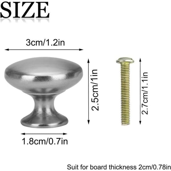 Dörrknoppar - NETBOAT - 30 mm - Borstat silver - 12-pack - Skruvar ingår Argent brossé