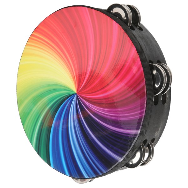 8in Tambourine Double Row Bell Handtrumma Färgglad Polyester Handheld Percussion InstrumentColorful